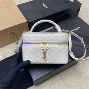 Y.S.L Vanity Case In Quilted Lambskin White