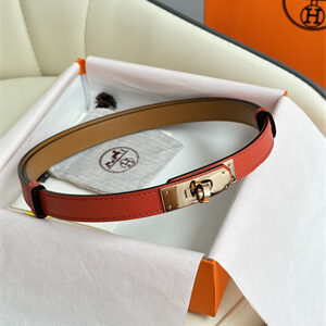 Hermes Kelly 18 Belt Epsom Leather Rose Gold Hardware Watermelon Red