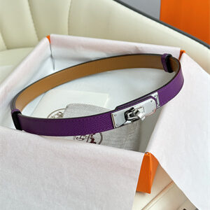 Hermes Kelly 18 Belt Epsom Leather Silver Hardware Purple