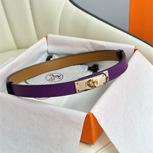 Hermes Kelly 18 Belt Epsom Leather Rose Gold Hardware Purple
