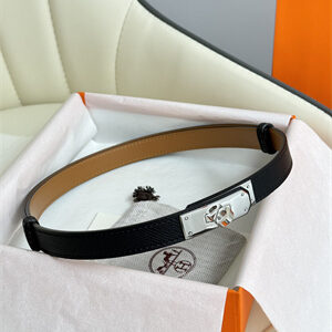 Hermes Kelly 18 Belt Epsom Leather Silver Hardware Black