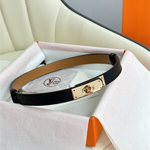 Hermes Kelly 18 Belt Epsom Leather Rose Gold Hardware Black