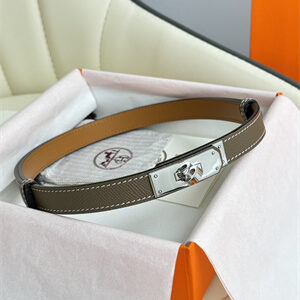 Hermes Kelly 18 Belt Epsom Leather Silver Hardware Etoupe