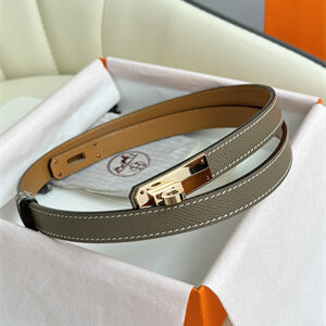 Hermes Kelly 18 Belt Epsom Leather Rose Gold Hardware Etoupe