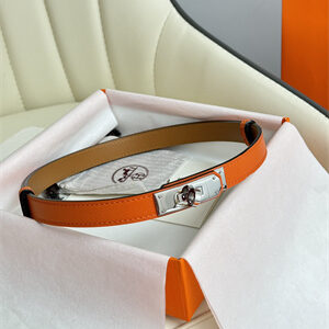 Hermes Kelly 18 Belt Epsom Leather Silver Hardware Orange