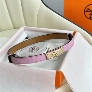 Hermes Kelly 18 Belt Epsom Leather Rose Gold Hardware Peach Pink