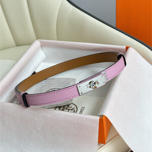 Hermes Kelly 18 Belt Epsom Leather Silver Hardware Peach Pink