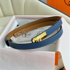 Hermes Kelly 18 Belt Epsom Leather Gold Hardware Blue