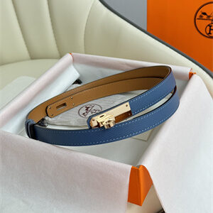 Hermes Kelly 18 Belt Epsom Leather Rose Gold Hardware Blue
