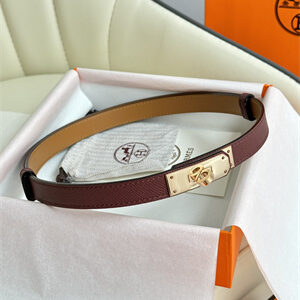 Hermes Kelly 18 Belt Epsom Leather Rose Gold Hardware Burgundy