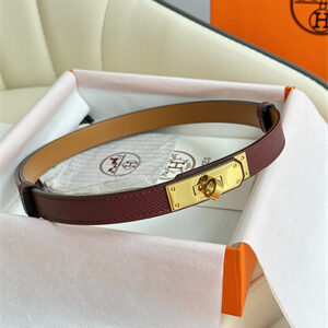 Hermes Kelly 18 Belt Epsom Leather Gold Hardware Burgundy