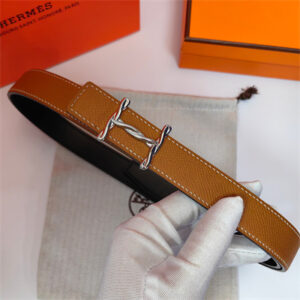 Hermes H Torsade belt buckle & Hermes sur Mer reversible Epsom leather Silver Hardware strap 25MM Brown/Black