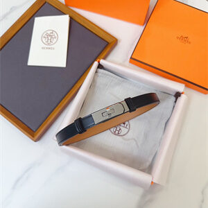 Hermes Kelly 18 Belt Cowhide Silver Hardware Black/Brown