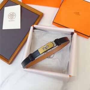 Hermes Kelly 18 Belt Cowhide Leather Gold Hardware Black/Brown