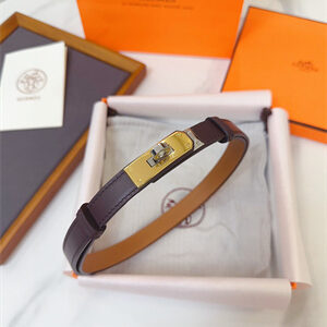 Hermes Kelly 18 Belt Cowhide Leather Gold Hardware Burgundy/Brown