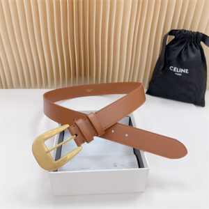 Celine Belt 35MM Calfskin Gold Tone Buckle Brown