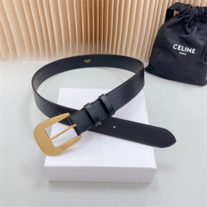 Celine Belt 35MM Calfskin Gold Tone Buckle Black