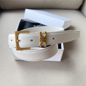 Celine TEEN TRIOMPHE Belt 30MM Calfskin Gold Tone Buckle White