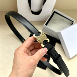 Celine TEEN TRIOMPHE Belt 25MM Calfskin Gold Tone Buckle Black