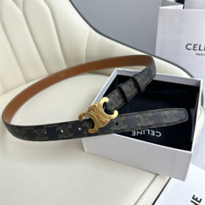 Celine TRIOMPHE Belt 25MM In Black TRIOMPHE CANVAS Gold Tone Buckle