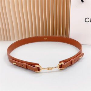 Celine Belt 30MM In Calfskin Gold Tone Buckle Brown