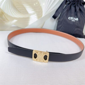 Celine MEDIUM REVERSIBLE FRAMED TRIOMPHE BELT 25MM CALFSKIN Gold Tone Buckle Black/Brown