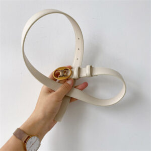 Celine TRIOMPHE Belt 25MM In Calfskin Gold Tone Buckle White