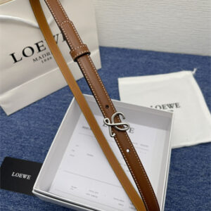 Loewe Belt In Calfskin 15MM Silver Hardware Brown