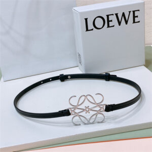 Loewe Belt In Calfskin 10MM Silver Hardware Black