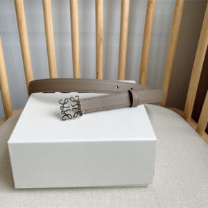 Loewe Belt In Grained Calfskin 20MM Silver Hardware Grey/Brown