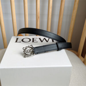 Loewe Belt In Grained Calfskin 20MM  Silver Hardware Black/Brown