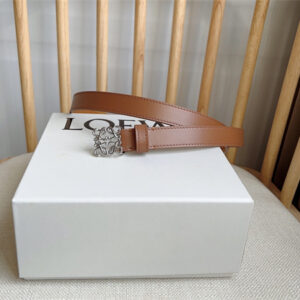 Loewe Belt In Smooth Calfskin 20MM Silver Hardware Brown
