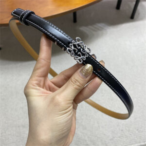 Loewe Belt In Calfskin 15MM Silver Hardware Black/Brown