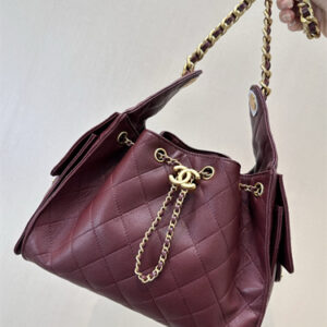 Chanel 25 Small Handbag Grained Calfskin Gold Tone Metal Burgundy AS5293 Top