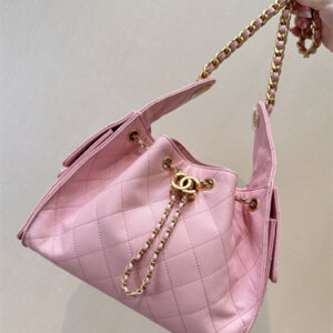 Chanel 25 Small Handbag Grained Calfskin Gold Tone Metal Sakura Pink AS5293 Top