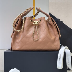 Chanel 25 Small Handbag Grained Calfskin Gold Tone Metal Brown AS5293 Top