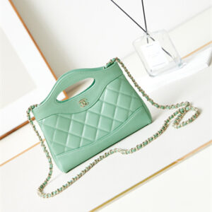 Cha.nel 31 Nano Chain Bag Lambskin Gold Tone Metal Green AS3656