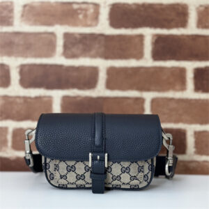 Gu.cci GG super mini bag Beige and ebony Original GG canvas and Navy leather 795213