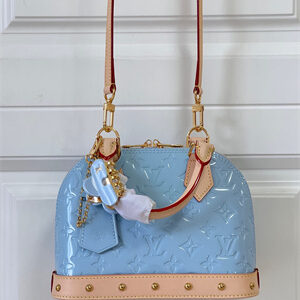 L.V Alma BB Bag Monogram Vernis embossed cowhide leather Blue M24063