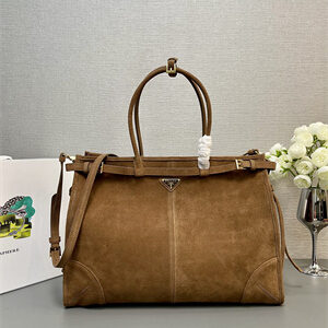 Prada Large Suede handbag Brown 1BA439
