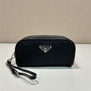 Prada Re-Nylon and brushed leather pouch Black 2NE063