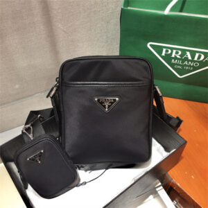 Prada Re-Nylon and Saffiano leather shoulder bag Black 2VH112