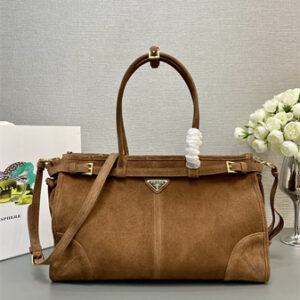 Prada Large suede handbag  Brown 1BA433