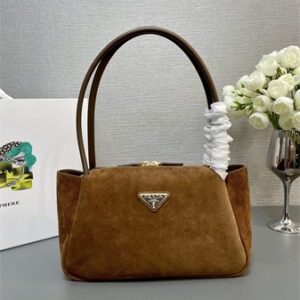 Prada Medium suede shoulder bag  Brown 1BA444