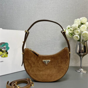 Prada Arqué suede shoulder bag  Brown 1BC194