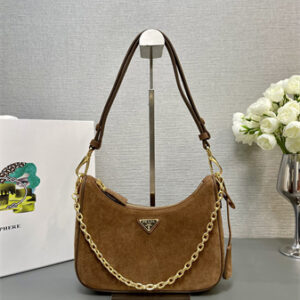 Prada Re-Edition suede mini-bag  Brown 1BC204