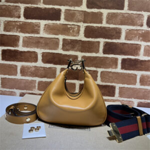 Gu.cci Attache small shoulder bag Leather Brown 699409