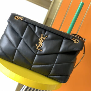 Y.S.L PUFFER MEDIUM In Nappa Lambskin Gold Tone Metal Black Color