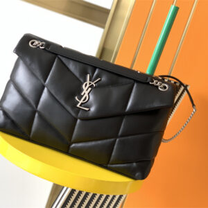 Y.S.L PUFFER MEDIUM In Nappa Lambskin Silver Tone Metal Black Color