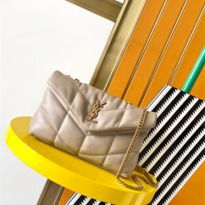 Y.S.L TOY PUFFER In Nappa Lambskin Gold Tone Metal Beige Color